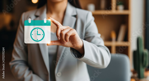 Appointment calendar icon centered on a clock face, booking emblem where visits and meeting times, plans of the week and timely reminders meet clinic scheduling offers and time slot publications