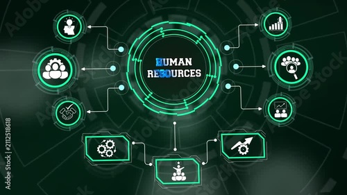 Human resources administration platform displaying centralized employee data nodes and department workflows