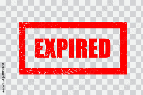 Fotografie Expired stamp with a red rectangle and transparent background