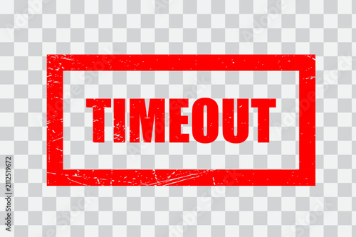 Timeout Stamp With Red Ink Transparent Background Vector Illustration