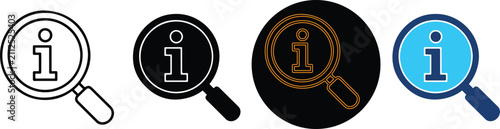Four Distinctive Magnifying Glass Information Icon Style Variations