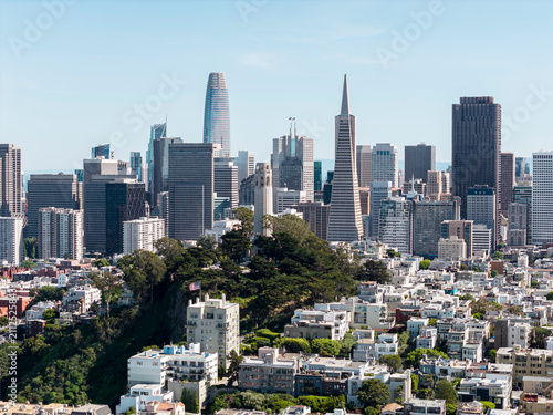 San Francisco skyline seen from above near Coit Tower