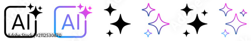 Foto Two ai chatbot icons with speech stars and separate colorful chat symbols