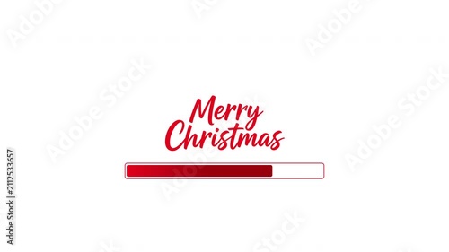 Merry Christmas Loading Progress Bar Animation with Red Holiday Theme on White Background