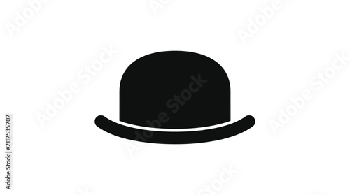 Canvastavla Black bowler hat silhouette on a white background silhouette