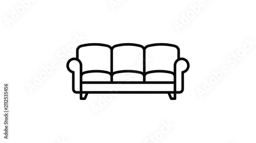 Foto Three seater sofa line drawing on a white background