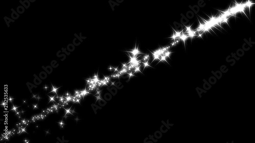 Beautiful white starry particles animation elements, magical glowing light leak transition loop, elegant shiny star glitter motion graphics design asset over dark black background. 4k video
