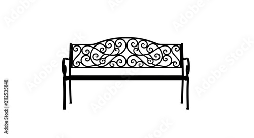 Принти на полотні Ornate wrought iron bench with scrollwork design with design backrest black wrou