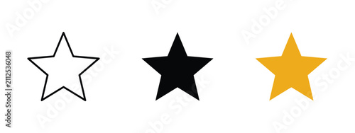 Foto Three five pointed star shapes in black gold and outline against a white backgro