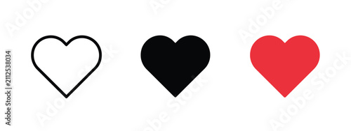 фотографія Three heart shapes in varying styles and colors against a white background heart