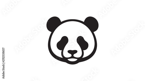 Fotografie Panda Head Silhouette In Black And White