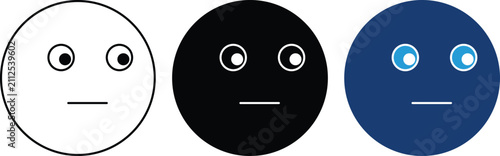 Quadro su tela Neutral Face Emoji Icon Representing Blank Emotion, Expressionless Mood, User Fe