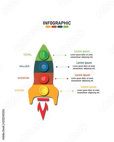 Business success journey infographic with rocket launch progress bar business, Infographic template