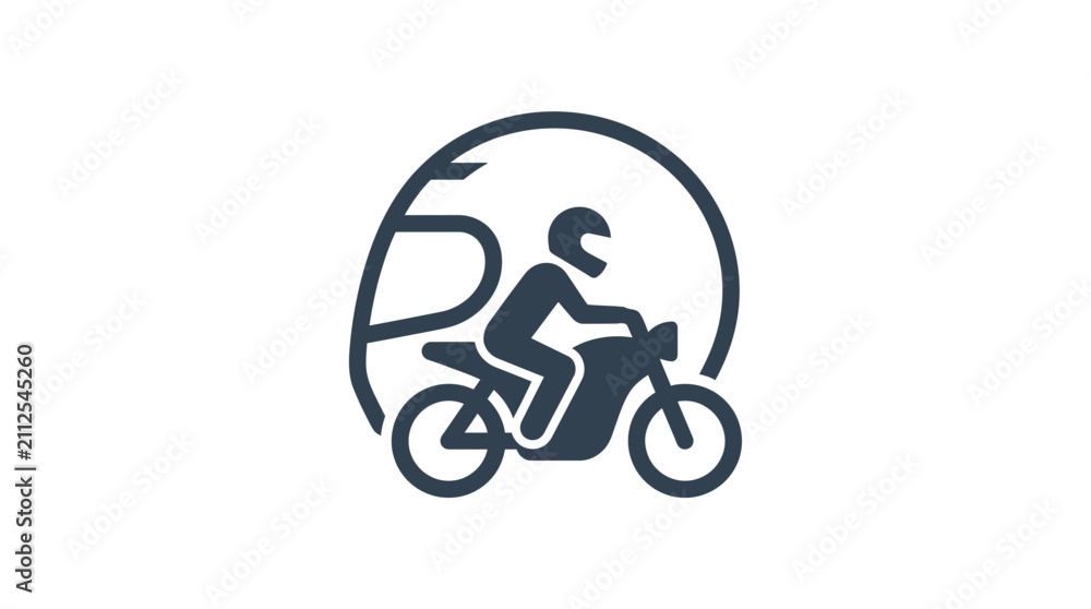 Fototapeta premium Motorcycle Rider Icon with Helmet and Circle Emblem