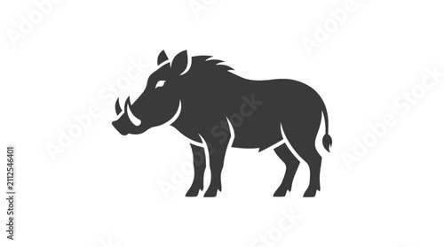 Quadro su tela Warthog silhouette vector icon isolated on white.
