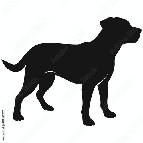 Black Silhouette Vector Illustration of a Sitting Dog in Profile View