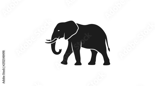 Foto Black Silhouette of an African Elephant Walking