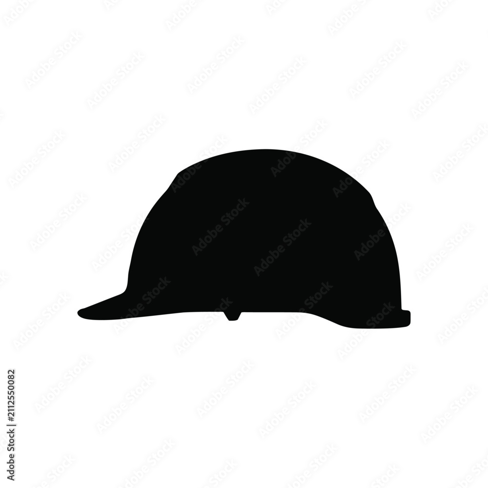 Fototapeta premium A black silhouette of a bicycle helmet against a white background simple and graphic silhouette bike cycling headgear