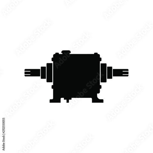 Obraz na płótnie Industrial gearbox with protruding shafts presented as a black silhouette transm
