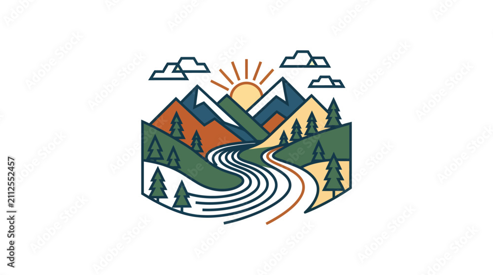 Fototapeta premium Stylized Mountain Landsca