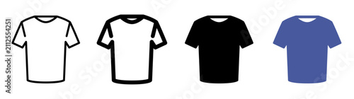 Set of simple t-shirt clothing icons isolated on transparent background. Vector illustration collection for fashion, apparel, online shopping, e-commerce and textile design