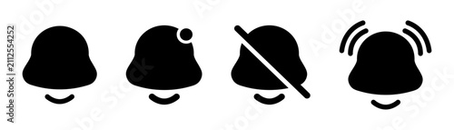 Set of simple bell icons isolated on transparent background. Vector illustration collection for notifications, alerts, reminders, messages, UI design and digital projects