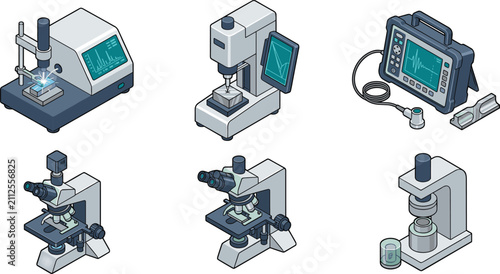 Foto Professional set of isometric laboratory equipment icons for scientific research