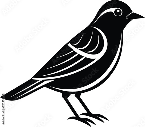 Stylized Bird Silhouette Vector Illustration Isolated on White