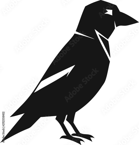 Stylized Bird Silhouette Vector Illustration Isolated on White