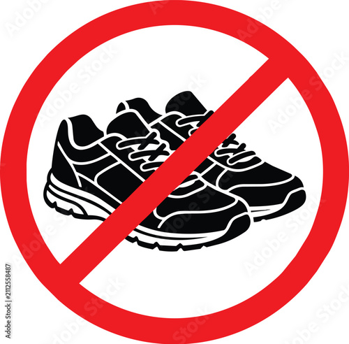 Prohibited sports running shoes icon rendered as a flat graphic illustration isolated on transparent background