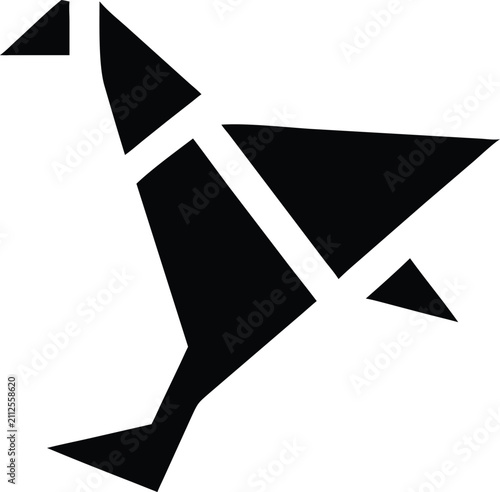 Stylized Bird Silhouette Vector Illustration Isolated on White
