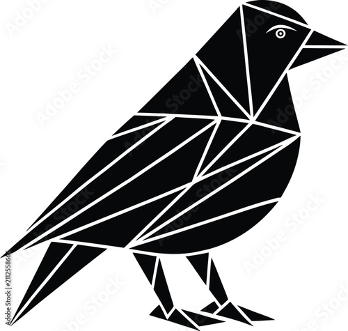 Stylized Bird Silhouette Vector Illustration Isolated on White