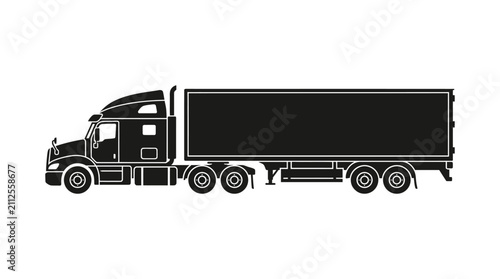 Semi truck Silhouette On White Background Transportation Industry Graphic