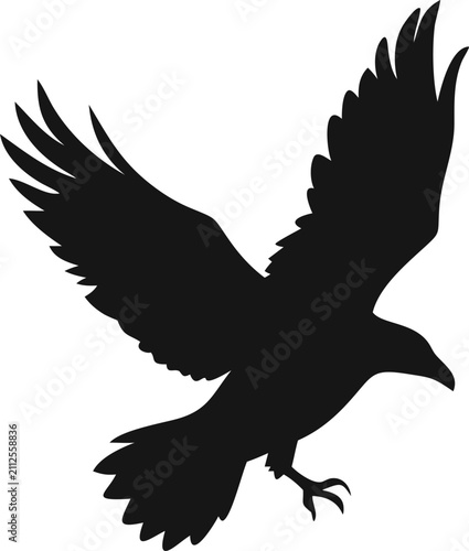 Stylized Bird Silhouette Vector Illustration Isolated on White