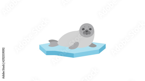 Foto Cute gray seal resting on a floating ice floe