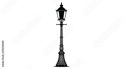 Vintage street lamp silhouette on a white background