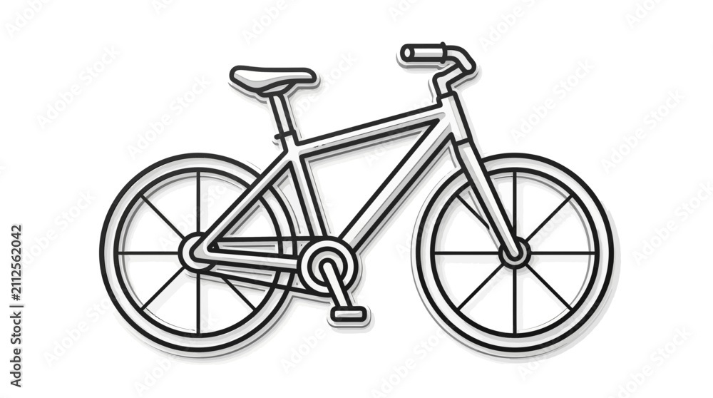 Fototapeta premium Simple Line Art Bicycle Icon, Isolated on White Background