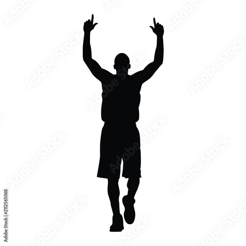 Billede på lærred Celebrating athlete in silhouette against a white background silhouette