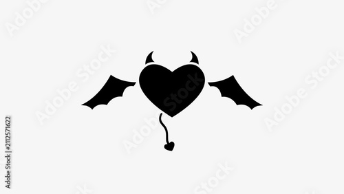 Obraz na plátně Angel's and daemon's hearts with wings