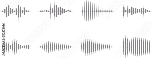 Bild auf Leinwand Una colección de ocho patrones de ondas de sonido de audio digital distintos ais