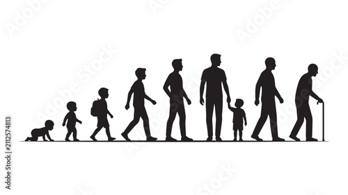 Foto Human Life Stages From Infancy to Old Age Depicted as Silhouettes Featuring Chil