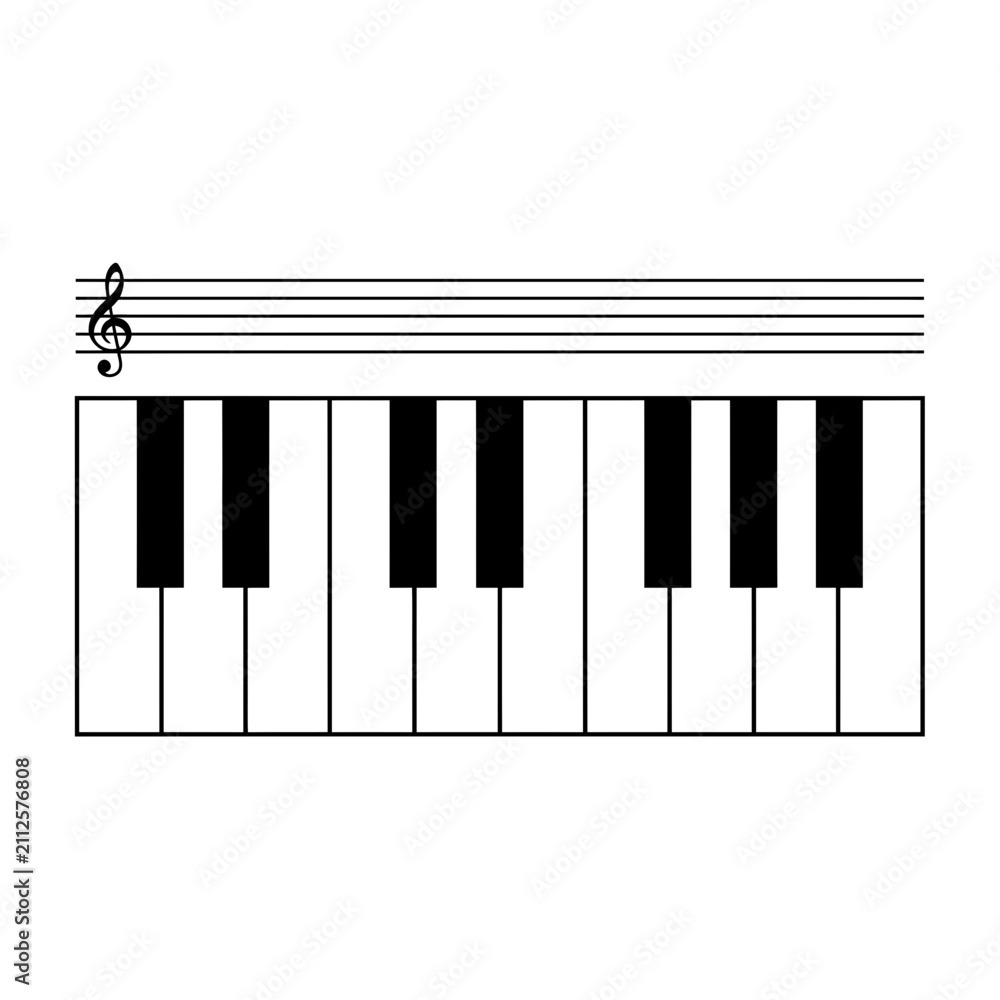 Fototapeta premium Musical Staff and Piano Keyboard Illustration