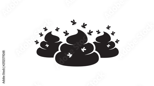 Konstfotografi Pile Of Feces With Flying Insects Black Silhouette