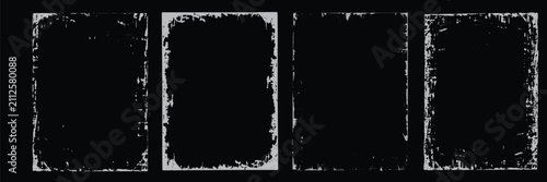 Grunge overlay vector frames. Distressed border texture vector signs set. Grunge border icon. Vintage frame icon.