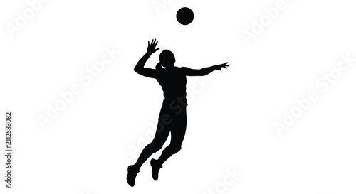 Quadro su tela Volleyball player silhouette against a white background dynamic sports illustrat