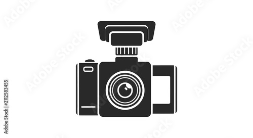 Cuadro en lienzo Camera Silhouette On White Background Minimalist Graphic Design