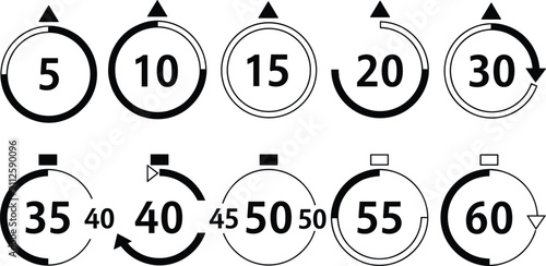 Tableau sur toile Set of timer icons with different time intervals