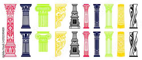 Quadro su tela Assorted Decorative Columns and Architectural Elements Collection
