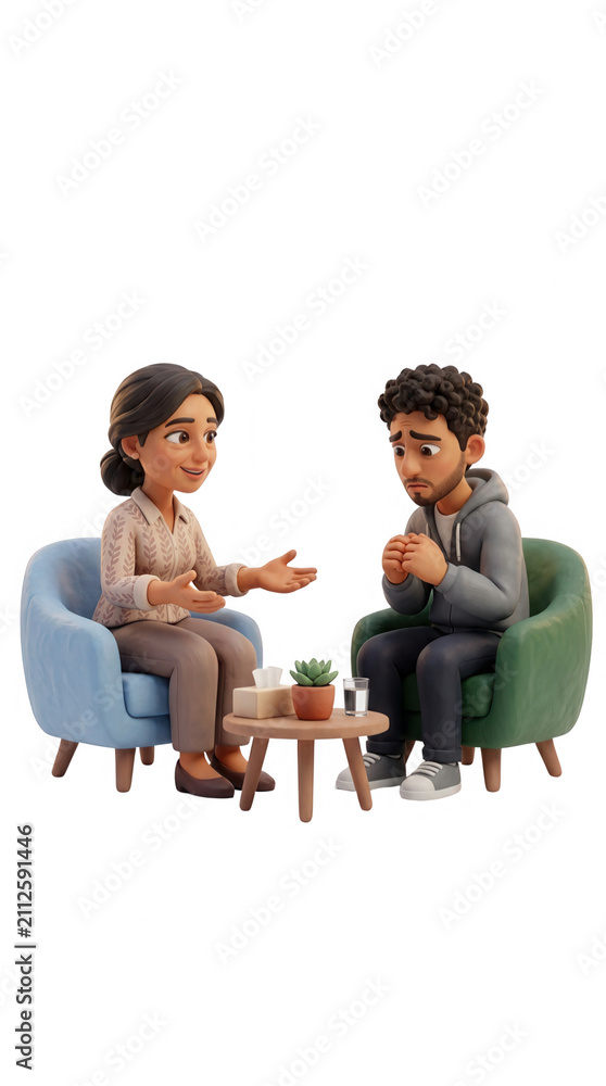 Obraz premium 3d characters engaged in a counseling session focused on smoking cessation and support for quitting smoking