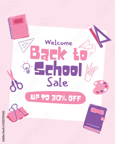 Back to School Banner Template with Colorful Education Elements for School Promotion and Advertising